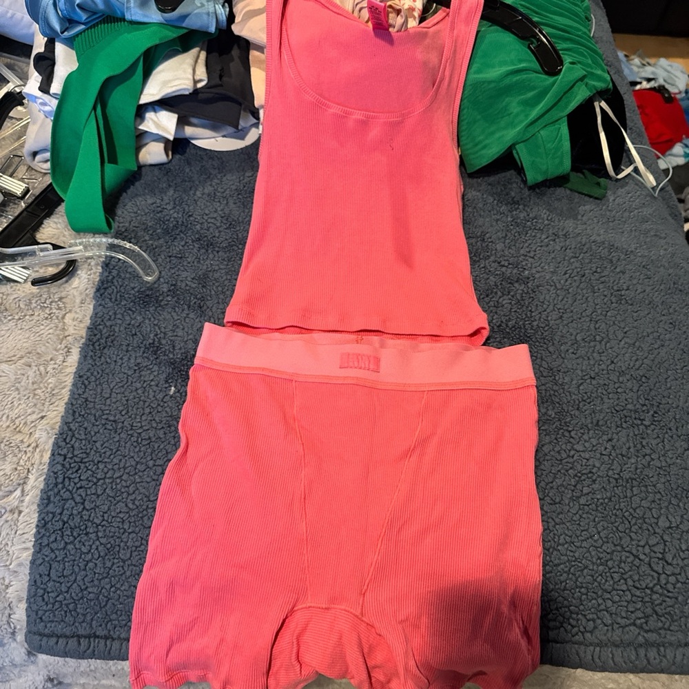 SKIMS Pink Pajama Set Intimates Sleepwear